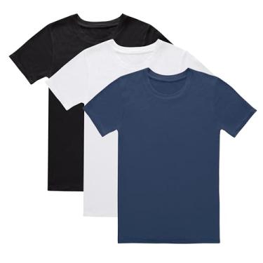 Imagem de Hanes Pacote de camisetas masculinas originais, camisetas supermacias para meninos, absorvente de umidade, pacote com 3, Pacote com 3, preto/branco/azul, G