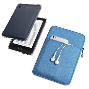 Imagem de enoxboo Cague e Saco de Pano Transparente para 6 "Kobo Clara 2e 2022 Lançado/Clara Color/Clara BW 2024 Lançado, Ultra Slim Soft E Matte Transparent Capa TPU Case Clear, Model:N365 and N506