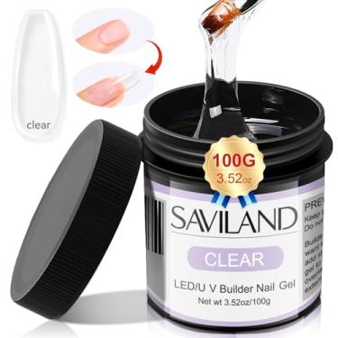 Imagem de SAVILAND Gel de unhas LED/UV Builder – Gel rígido transparente de grande capacidade de 100 ml/99 g para unhas, extensão de unhas gel fortalecedor de unhas rígido, kit de gel de unhas