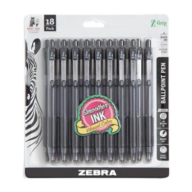 Imagem de Zebra Pen Caneta esferográfica retrátil Z-Grip, ponta média, tinta preta, número do modelo: 22218, pacote com 18 (22218)