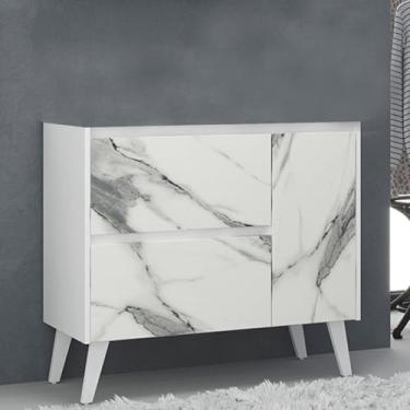 Imagem de Gabinete de Banheiro 90cm sem Cuba Ref 910 Branco/Thassos