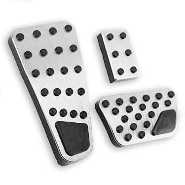 Imagem de LEXLEY 3 peças antiderrapantes de alumínio freio a gás pedais de estacionamento, auto sem perfuração, capas de pedal de acelerador apenas para Dodge 2010-2018 RAM 1500 2500 3500, 2019-2023 RAM 1500 Classic-Sliver