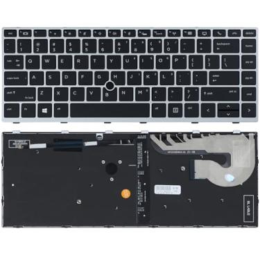 Imagem de YAEHUYING Replacement Keyboard Backlit for HP EliteBook 840 G5 840 G6 745 G5 745 G6 846 G5 848 G5 Zbook 14U G5 G6 Series Laptop Silver Frame US Layout Backlight Keyboard P/N: L11307-001 L14378-001