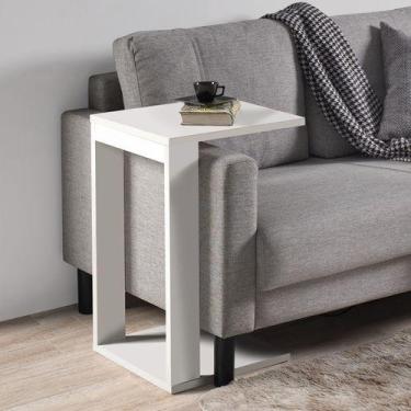 Imagem de Mesa Pequena Apoio Lateral Ao Sofá Sofisticada Branco - Colomi