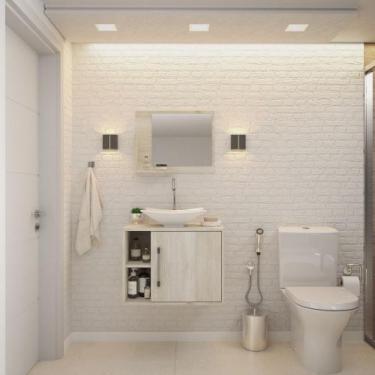 Imagem de Gabinete P/Banheiro Soft 60 cm C/cuba L38 e Espelheira - Compace, Snow