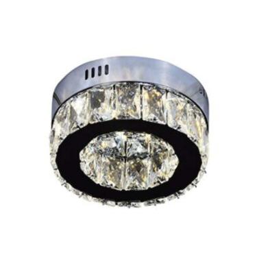 Imagem de Plafon Redondo Prateado com Cristais 30cm LED 24W 2 em 1