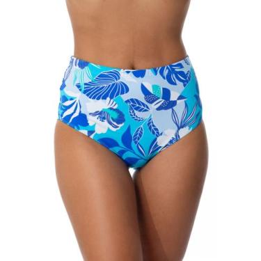 Imagem de Biquini Plus Size Calcinha Hot Pant Estampada Cintura Alta Proteção UV