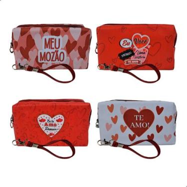 Imagem de Kit 4 Necessaire Impermeavel Personalizada Dia Dos Namorados 18x10x7cm