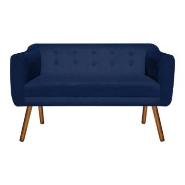 Imagem de Sofá Retrô Namoradeira Julia 2 Lugares 1,40 Suede Azul Marinho - D'Ros
