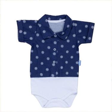 Imagem de Body camisa curto de bebê em tricoline ancora marinho - Era Uma Vez, 6