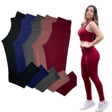 Imagem de Kit 5 Calça Ginástica Legging Suplex Fitness - JINKINGSTORE, Preto, Ro