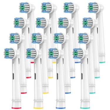 Imagem de Cabeças de escova de dentes de substituição compatíveis com Oral-B Braun, pacote com 16 cabeças de escova elétrica profissional para cabeças de substituição Oral B, refil Pro