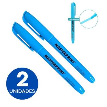 Imagem de Kit Marca Texto Cor Azul Neon Com 2 Unidades Masterprint Grifa Destaca