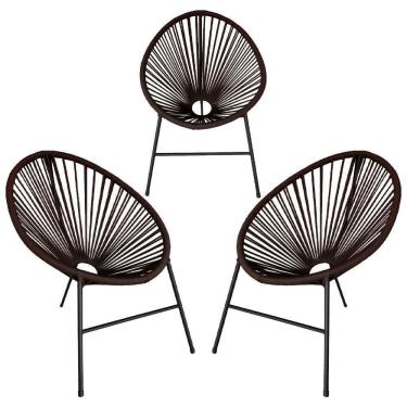 Imagem de Conjunto 3 Cadeiras Para Area Externa Acapulco Aço Carbono Marrom