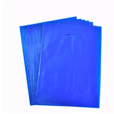 Imagem de Sacola Plástica 20X30 Azul - alça boca de palhaço- Kit 40un - Lynx pro