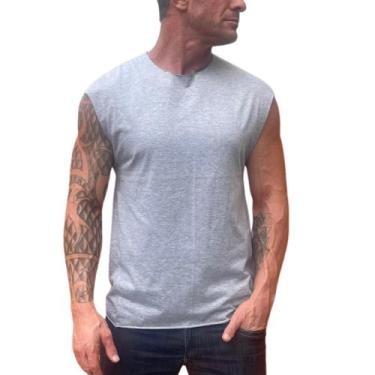 Imagem de Regata machão lisa masculina  malha 100% algodão camiseta casual fitne