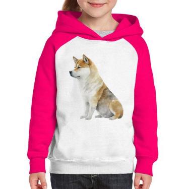 Imagem de Moletom Infantil Cachorro Shiba Inu - Foca na Moda, Branco, Rosa, 4
