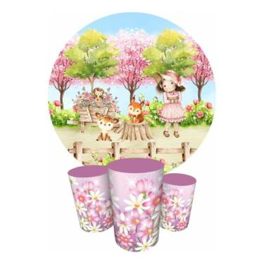 Imagem de Trio Capas Cilindro + Painel Redondo 1,50m Jardim - Fadrix