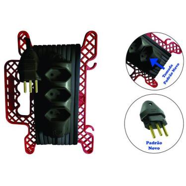 Imagem de Extensão Elétrica Pta c/ Suporte 3m com 3 Tomadas Radial