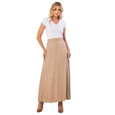 Imagem de Saia Longa Moda Evangélica Viscolinho Lisa Com Ziper Lateral - Cacharr