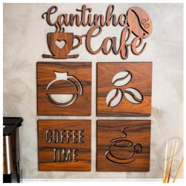 Imagem de Kit 5 Placas Decoração Cozinha Kit Quadros Cantinho Do Café - CARMISIN