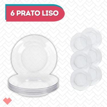 Imagem de 6 Pratos Astral 22cm Transparente Resistente Ideal P/ Jantar - PRATICA