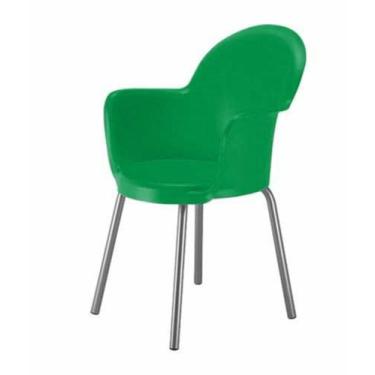Imagem de Cadeira com Braço Base Cromada Linha Polipropileno Moon Verde - Design