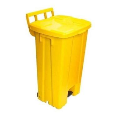 Imagem de Lixeira Quadrada Plastica De 100 Litros Com Roda E Pedal - JSN, Verde