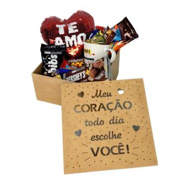 Imagem de Cesta Presente Caixa Em MDF Chocolates e Mimo Aniversario Datas Especi