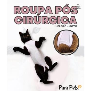 Imagem de Roupa Pos Cirurgica Com tiras autocolantes Gato - PARA PETS BOUTIQUE, 