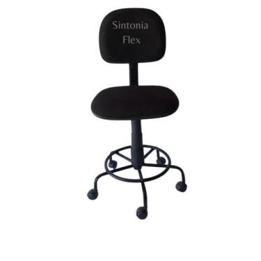 Imagem de Cadeira  secretaria  com regulagem de altura - base de ferro - rodízio