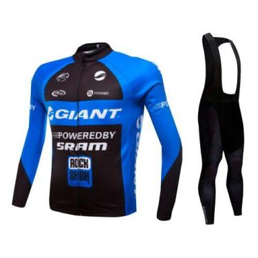 Imagem de Kit Bretelle Gel Camisa Longa Ciclismo Giant Dryfit Bike Uv+ - Decole,