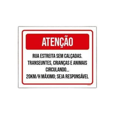 Imagem de Placa Sinalização - Atenção Rua Estreita Sem Calçada 27X35