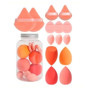 Imagem de Kit 14 Esponja de Maquiagem com Frasco Ideal Para Viagem  - IMLUX, Lar