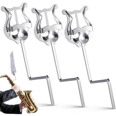 Imagem de Boao 3 peças de acessórios para instrumentos de lira de trompete clipe de folha de música grampo de marcha de trompete em lira para suporte de música de lira, instrumentos de banda de marcha, prata