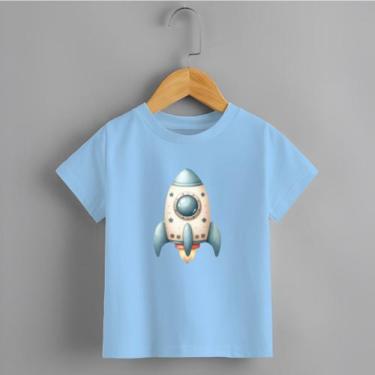 Imagem de Camiseta Infantil Menino Blusa Foguete 100% Algodão Confortável - NoBr