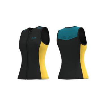 Imagem de GoldFin Top de roupa de mergulho para mulheres, colete de neoprene de 2 mm, sem mangas, com zíper frontal, jaquetas para esportes aquáticos, natação, mergulho, surfe, snorkeling, médio