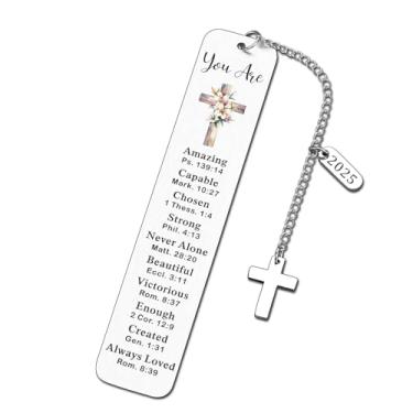 Imagem de Presentes cristãos para mulheres, marcadores bíblicos para amantes de livros, confirmação de batismo, primeira comunhão, igreja religiosa, presentes de aniversário, Natal, presentes de formatura para