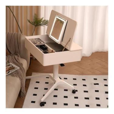 Imagem de LICONG-2019 Penteadeira de cabeceira com espelho de maquiagem móvel pequena madeira maciça penteadeira quarto moderno penteadeira de maquiagem integrada