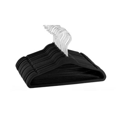 Imagem de Kit 100/50/30 Cabides Veludo Para Roupas Antideslizante Resistente Aveludado Preto Adulto Rotação 360(50)