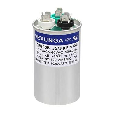 Imagem de VEXUNGA 35/3 Uf 35 + 3 Mfd 370Vac Ou 440Vac Dual Run Start Round A/C Capacitor Cbb65B 35 3 Uf Capacitores de Ar Condicionado para Unidade Ca Partida de Motor de Ventilador Ou Bomba de Calor Ou Condens
