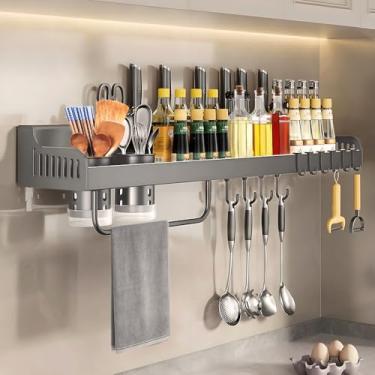Imagem de Porta Temperos Parede, Prateleira Cozinha, Prateleira para Cozinha, Suporte Utensílios de Cozinha, Suporta Talheres, Facas, Panos e Temperos