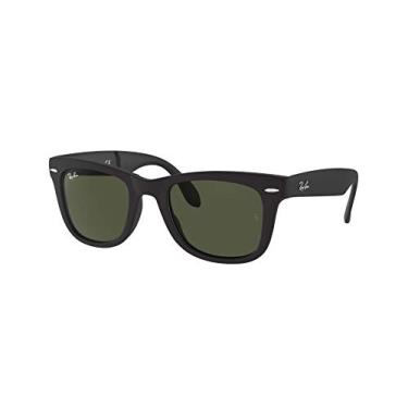 Imagem de Óculos de Sol Ray-Ban RB4105 Dobrável Wayfarer Quadrado, Preto Fosco/G-15 Verde, 54 mm