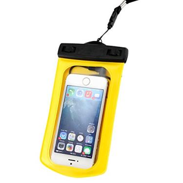 Imagem de Trenro Bolsa à prova d'água amarela com braçadeira + fone de ouvido de microfone para iPhone 5 (tamanho mesmo)