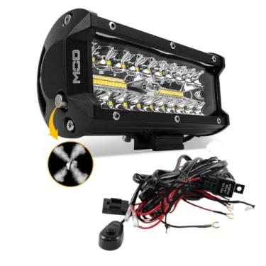 Imagem de Barra LED Mod LEDs 120W 6500K Lente 8D Farol Milha Auxiliar Foco Spot e Flood 7 polegadas com Chicote Elétrico Carro Caminhão Caminhonete Pick-up