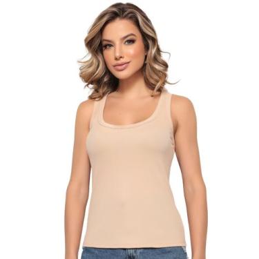 Imagem de Regata Feminina Blusa Básica Caneladinha Tecido Rib Canelado Confprtáv