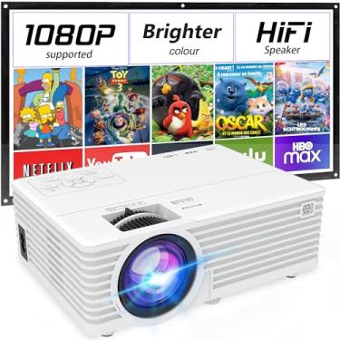 Imagem de Mini projetor de vídeo, compatível com 1080p, projetor portátil de filmes ao ar livre, tela de 447.0 cm compatível com TV Stick, HDMI, USB, VGA, AV para entretenimento doméstico
