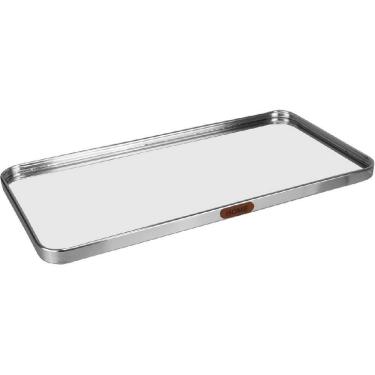 Imagem de BANDEJA DECORATIVA PARA SERVIR RETANGULAR HOME&CO COM ESPELHO METAL 1x40x20cm PRATA