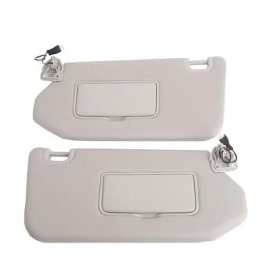 Imagem de ZONFANT Viseira de sol bege esquerda do motorista e do lado direito do passageiro com lâmpada sem teto solar compatível com Infiniti QX60 JX35 2014-2017, Nissan Pathfinder 2013-2018, substituição #96401-9PB0A 96400-9PB0A