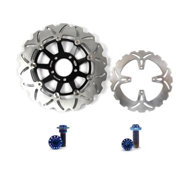 Imagem de Discos de freio dianteiros e traseiros flutuantes com parafusos de montagem para Suzuki GS400 1989, GSF Bandit 400 1989-1996, GS500E 1989-2003, GS500F 2004-2007, acessórios de substituição de